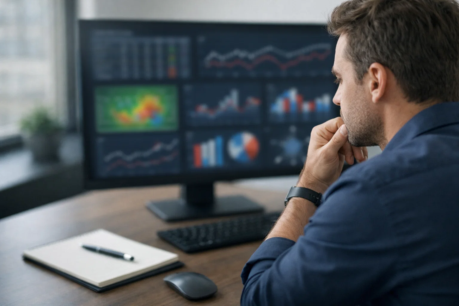 Parieur analysant des statistiques sportives sur ordinateur