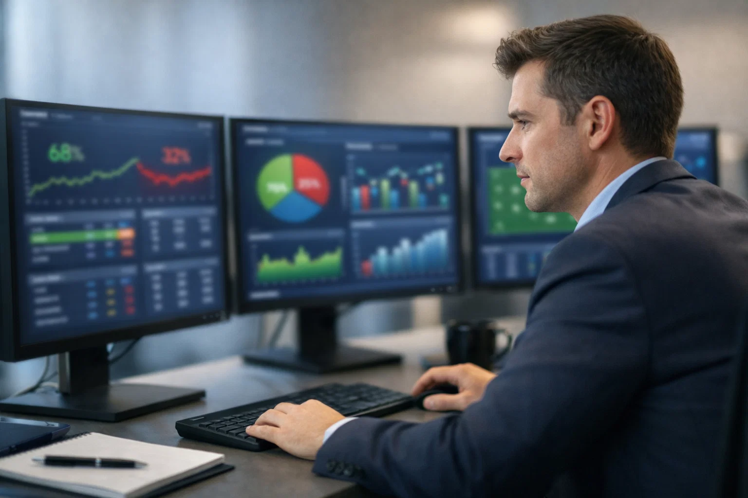 Analyste sportif étudiant des données et probabilités sur un écran