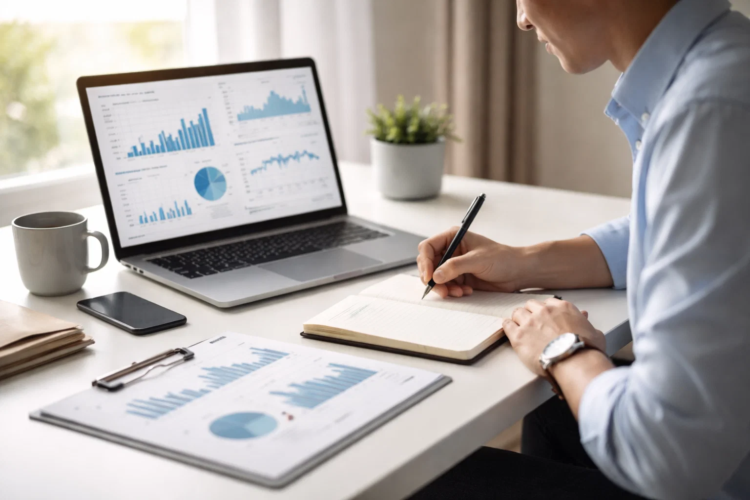 Personne étudiant des données de paris avec une approche méthodique