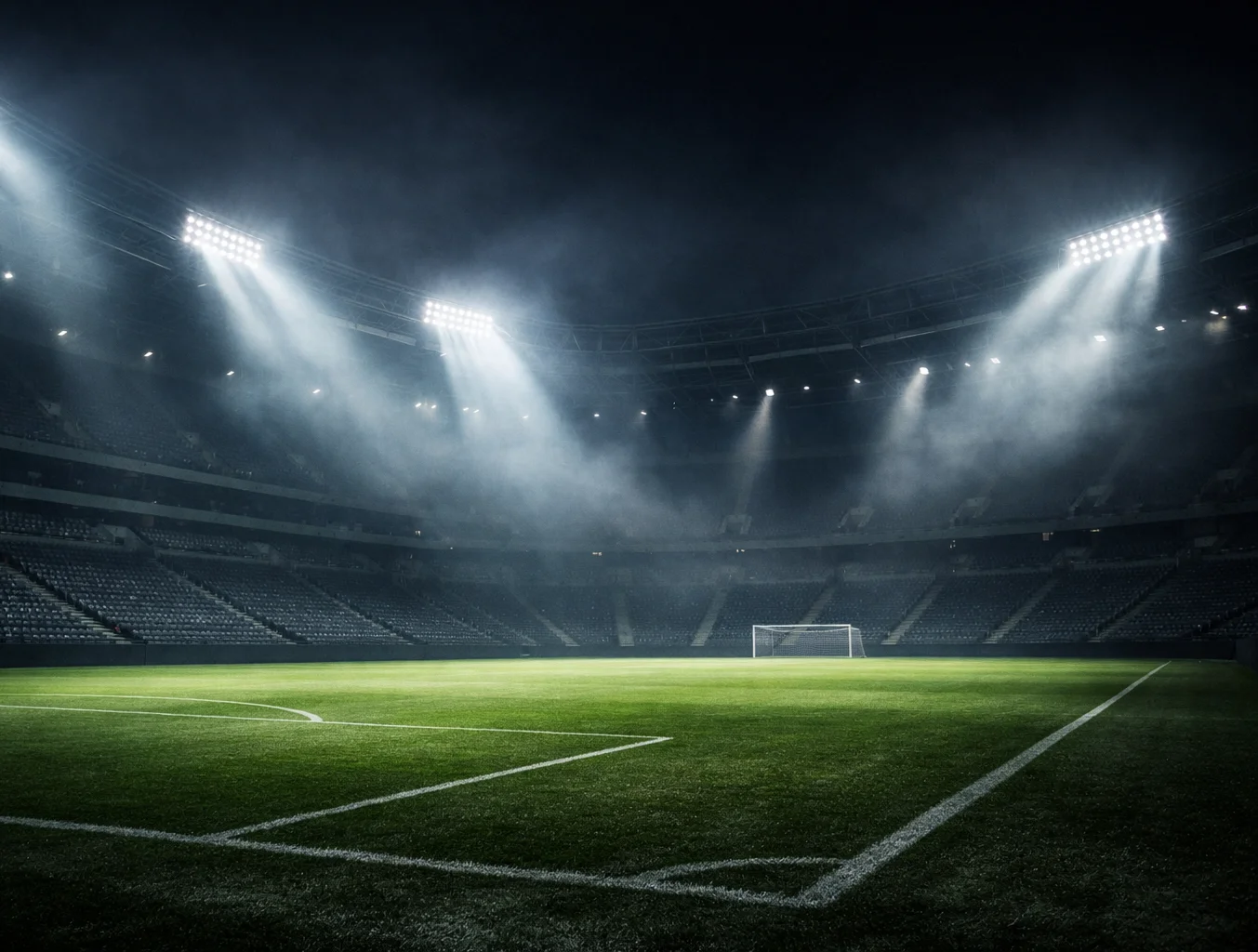 Stade de football rempli de supporters avec le terrain visible