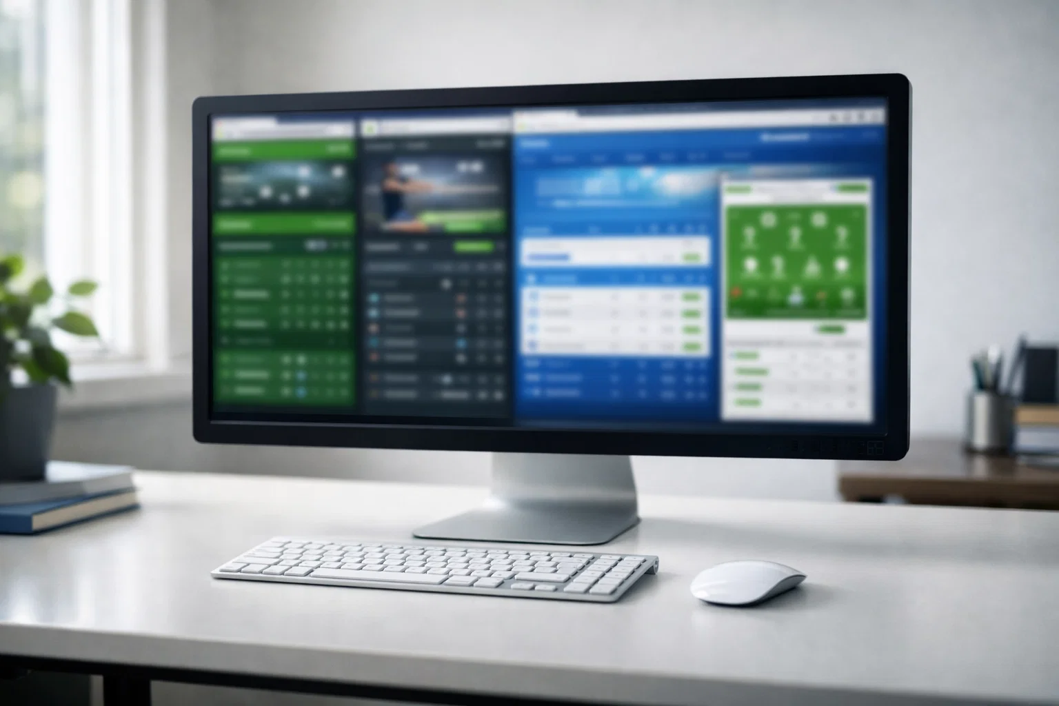 Écran d'ordinateur affichant plusieurs sites de paris sportifs côte à côte