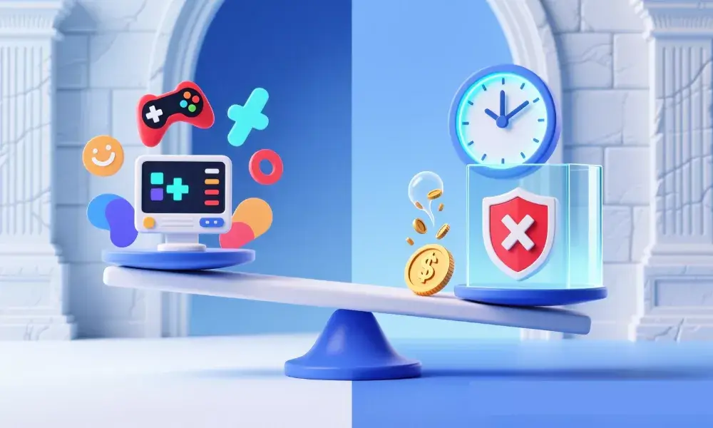 Illustration du concept de jeu responsable avec balance équilibrée