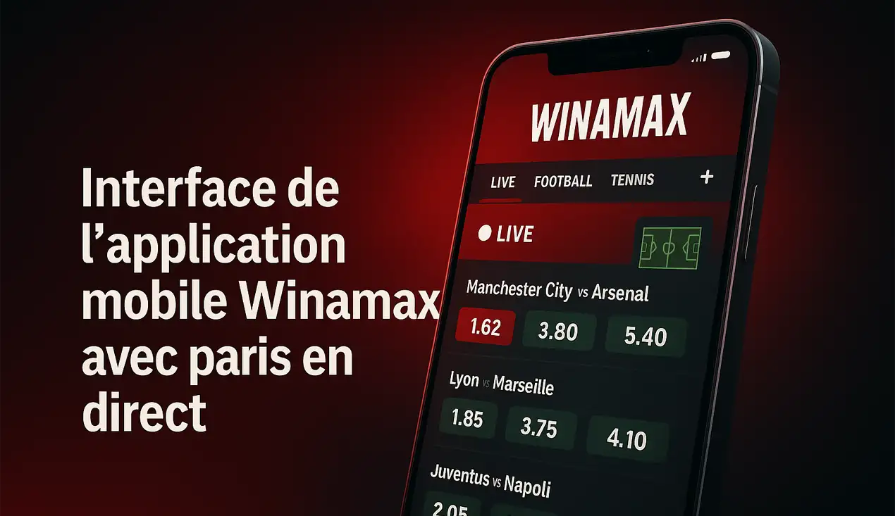 Interface de l'application mobile Winamax avec paris en direct